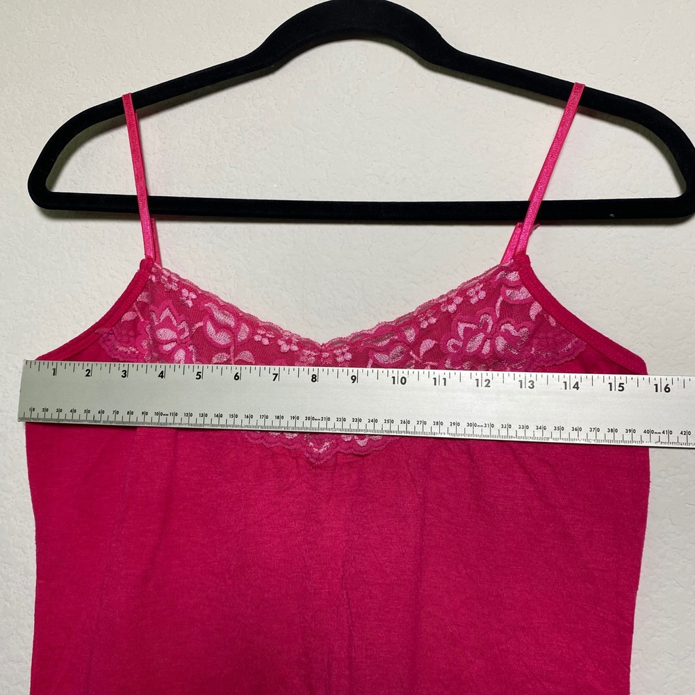 Maurices Pink Lace Trim Spaghetti Strap Cami Tank Top Womens Medium Y2K Fairy - Picture 5 of 8